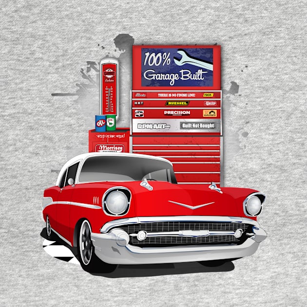 1957 Red and White Garage Built Chevy Bel Air by RPM-ART